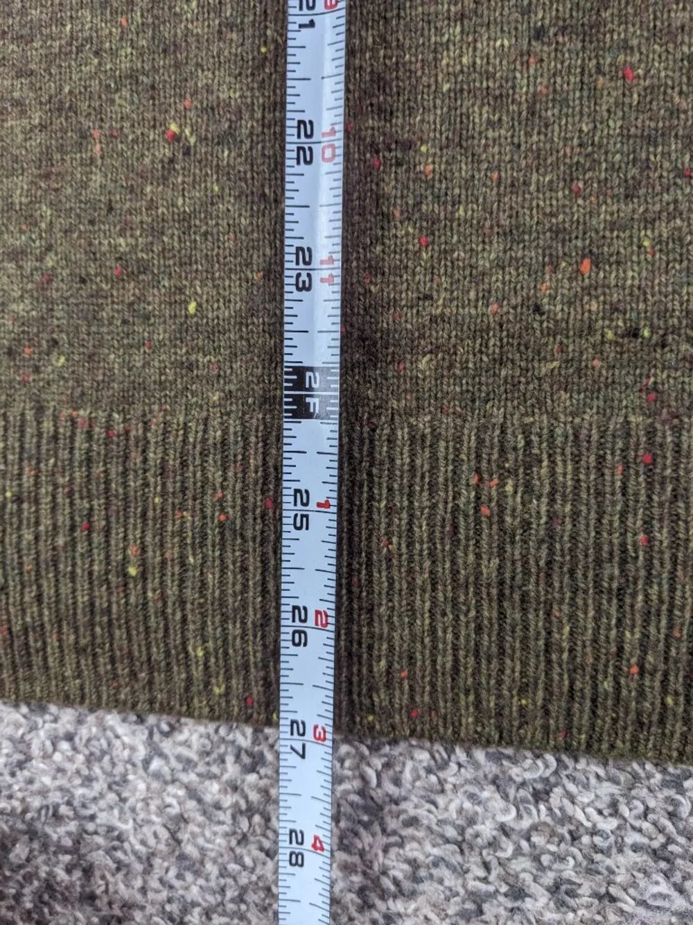 J Crew Sweater Wool Blend Shawl Collar Donegal Flecked Green Mens Large